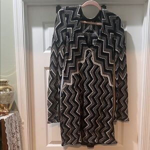 Free People Gray Navy Ivory Knit Sweater Dress